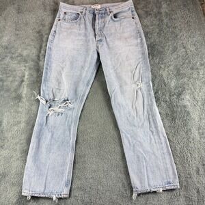 AGOLDE Distressed Light Wash High Rise Straight Jeans Womens Size 29